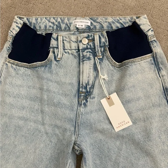 NWT ~ Good American ~ Good 90s MATERNITY Wide-Leg Jeans Size 0/25 - Picture 2 of 7